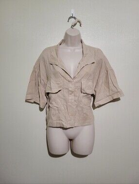 Marc New York Cropped Utility Blouse in Light Beige